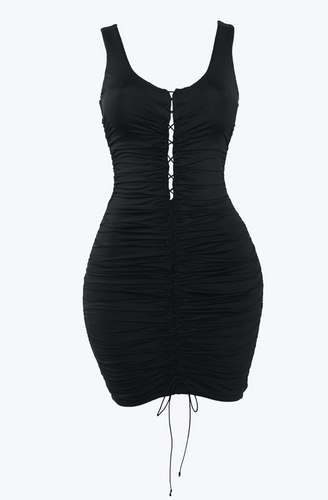 LACED RUCHED DRESS